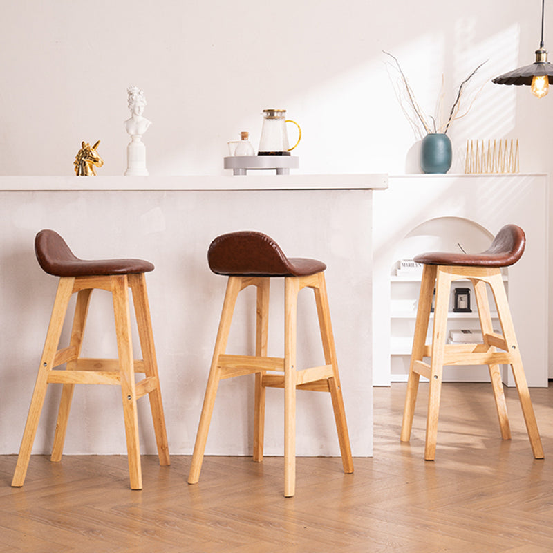 Contemporary 29-inch Indoor Bar Stool Wood Armless Low Back Stool with Footrest Clearhalo 'Bar Furniture' 'Bar Stools' 'bar_stools' 'furn' 'furn_bar_stools' 'furniture_bar_stools' 'Kitchen & Dining Furniture' 'kitchen&dining_furn' 'kitchen' 'kitchen_furn' Furniture' 4344441