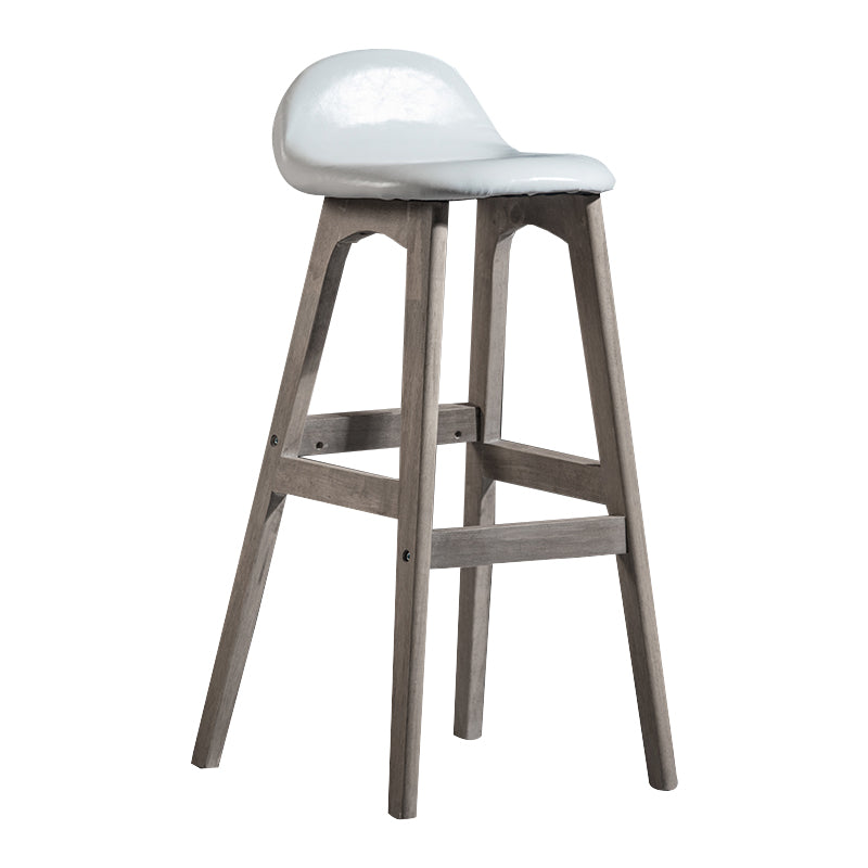 Contemporary 29-inch Indoor Bar Stool Wood Armless Low Back Stool with Footrest White Gray 1 Piece Clearhalo 'Bar Furniture' 'Bar Stools' 'bar_stools' 'furn' 'furn_bar_stools' 'furniture_bar_stools' 'Kitchen & Dining Furniture' 'kitchen&dining_furn' 'kitchen' 'kitchen_furn' Furniture' 4344448