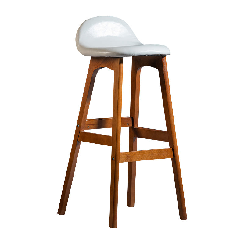 Contemporary 29-inch Indoor Bar Stool Wood Armless Low Back Stool with Footrest White Brown 1 Piece Clearhalo 'Bar Furniture' 'Bar Stools' 'bar_stools' 'furn' 'furn_bar_stools' 'furniture_bar_stools' 'Kitchen & Dining Furniture' 'kitchen&dining_furn' 'kitchen' 'kitchen_furn' Furniture' 4344449