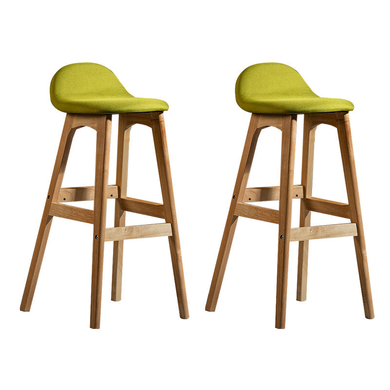 Contemporary 29-inch Indoor Bar Stool Wood Armless Low Back Stool with Footrest Green Natural 2 Piece Set Clearhalo 'Bar Furniture' 'Bar Stools' 'bar_stools' 'furn' 'furn_bar_stools' 'furniture_bar_stools' 'Kitchen & Dining Furniture' 'kitchen&dining_furn' 'kitchen' 'kitchen_furn' Furniture' 4344452