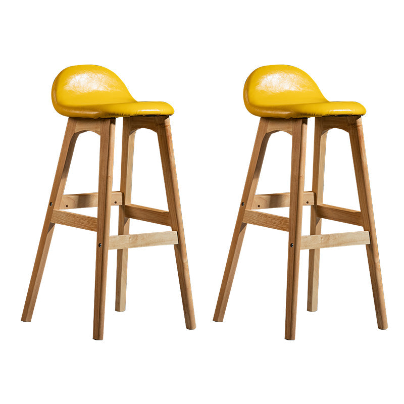 Contemporary 29-inch Indoor Bar Stool Wood Armless Low Back Stool with Footrest Yellow Natural 2 Piece Set Clearhalo 'Bar Furniture' 'Bar Stools' 'bar_stools' 'furn' 'furn_bar_stools' 'furniture_bar_stools' 'Kitchen & Dining Furniture' 'kitchen&dining_furn' 'kitchen' 'kitchen_furn' Furniture' 4344453
