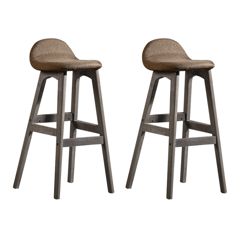 Contemporary 29-inch Indoor Bar Stool Wood Armless Low Back Stool with Footrest Brown Gray 2 Piece Set Clearhalo 'Bar Furniture' 'Bar Stools' 'bar_stools' 'furn' 'furn_bar_stools' 'furniture_bar_stools' 'Kitchen & Dining Furniture' 'kitchen&dining_furn' 'kitchen' 'kitchen_furn' Furniture' 4344457