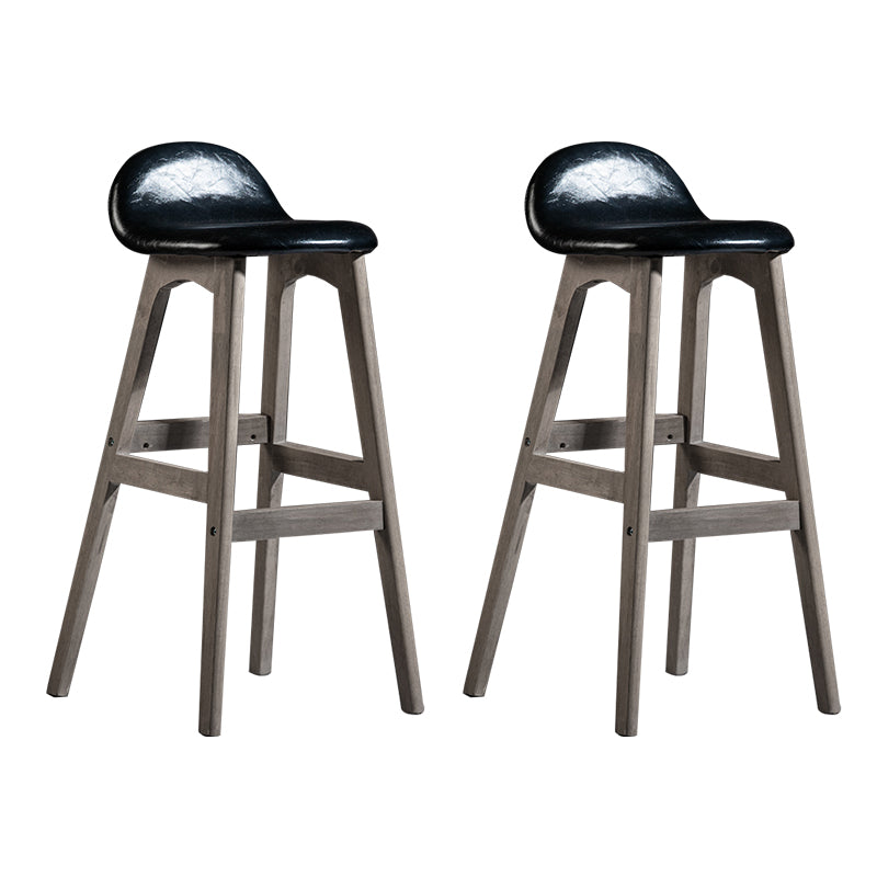 Contemporary 29-inch Indoor Bar Stool Wood Armless Low Back Stool with Footrest Black Gray 2 Piece Set Clearhalo 'Bar Furniture' 'Bar Stools' 'bar_stools' 'furn' 'furn_bar_stools' 'furniture_bar_stools' 'Kitchen & Dining Furniture' 'kitchen&dining_furn' 'kitchen' 'kitchen_furn' Furniture' 4344458