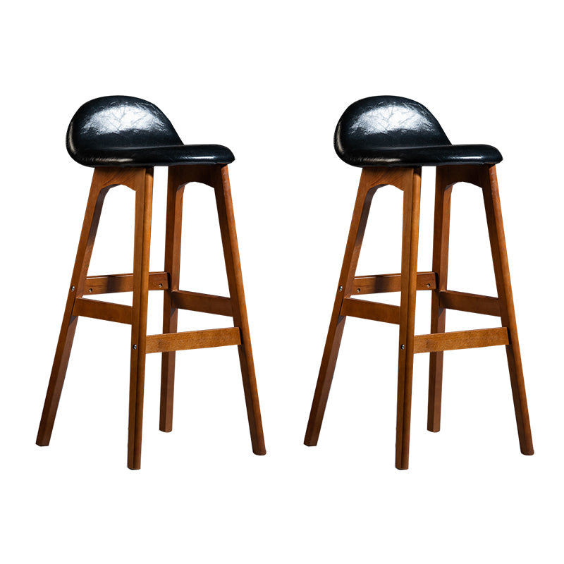 Contemporary 29-inch Indoor Bar Stool Wood Armless Low Back Stool with Footrest Black Brown 2 Piece Set Clearhalo 'Bar Furniture' 'Bar Stools' 'bar_stools' 'furn' 'furn_bar_stools' 'furniture_bar_stools' 'Kitchen & Dining Furniture' 'kitchen&dining_furn' 'kitchen' 'kitchen_furn' Furniture' 4344459