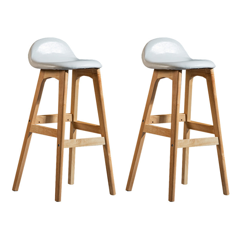Contemporary 29-inch Indoor Bar Stool Wood Armless Low Back Stool with Footrest White Natural 2 Piece Set Clearhalo 'Bar Furniture' 'Bar Stools' 'bar_stools' 'furn' 'furn_bar_stools' 'furniture_bar_stools' 'Kitchen & Dining Furniture' 'kitchen&dining_furn' 'kitchen' 'kitchen_furn' Furniture' 4344463