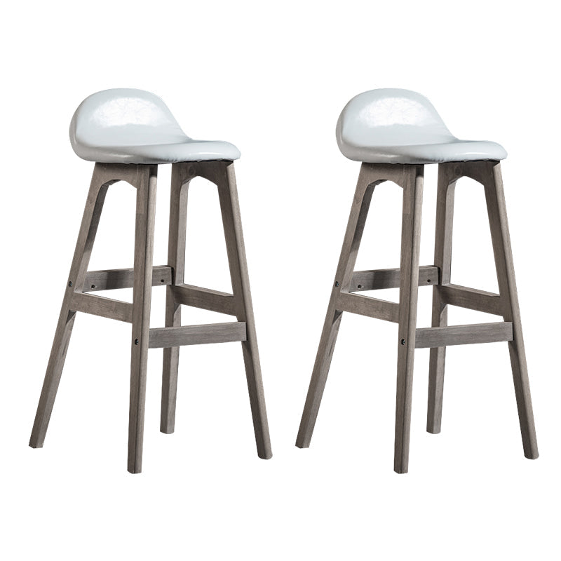 Contemporary 29-inch Indoor Bar Stool Wood Armless Low Back Stool with Footrest White Gray 2 Piece Set Clearhalo 'Bar Furniture' 'Bar Stools' 'bar_stools' 'furn' 'furn_bar_stools' 'furniture_bar_stools' 'Kitchen & Dining Furniture' 'kitchen&dining_furn' 'kitchen' 'kitchen_furn' Furniture' 4344464