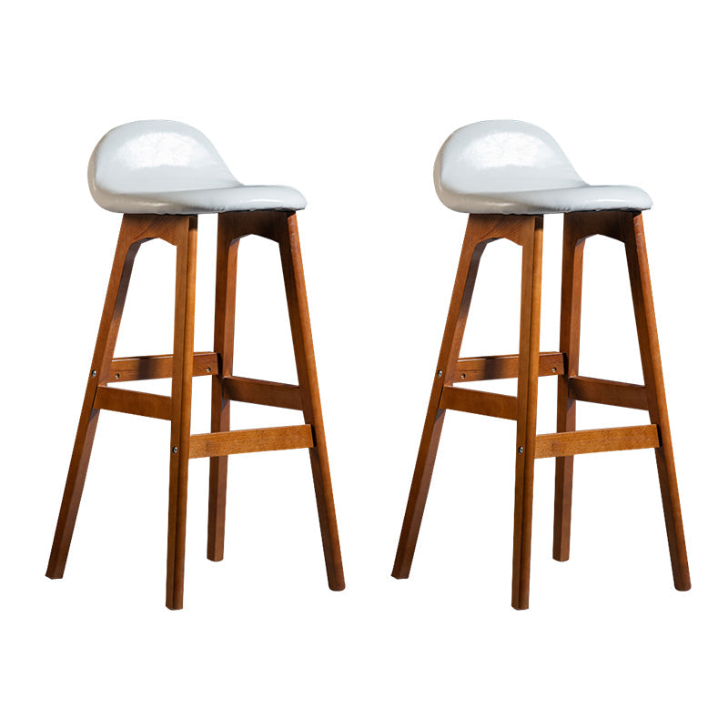 Contemporary 29-inch Indoor Bar Stool Wood Armless Low Back Stool with Footrest White Brown 2 Piece Set Clearhalo 'Bar Furniture' 'Bar Stools' 'bar_stools' 'furn' 'furn_bar_stools' 'furniture_bar_stools' 'Kitchen & Dining Furniture' 'kitchen&dining_furn' 'kitchen' 'kitchen_furn' Furniture' 4344465