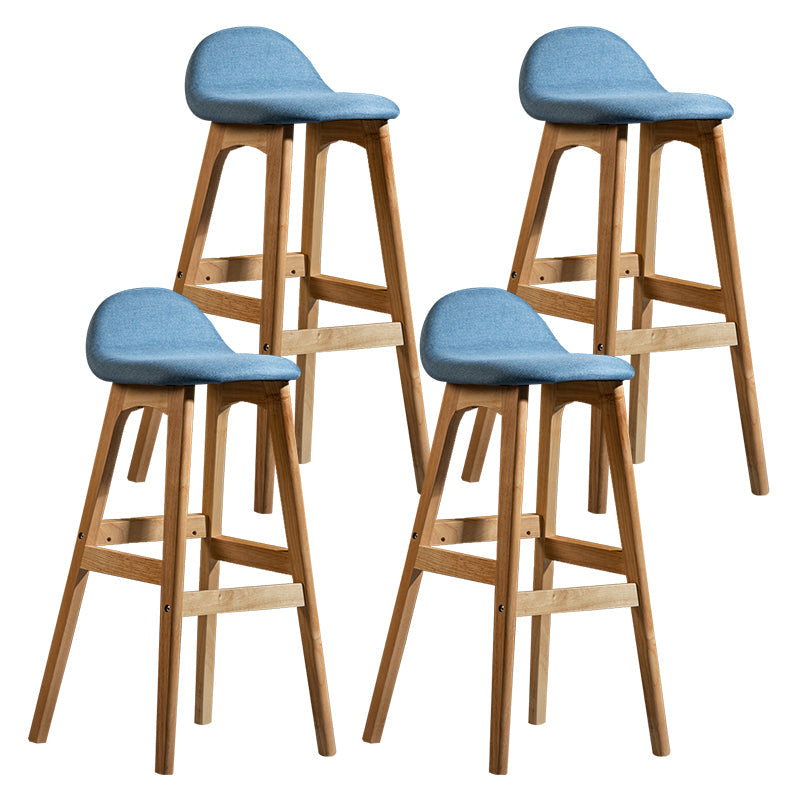 Contemporary 29-inch Indoor Bar Stool Wood Armless Low Back Stool with Footrest Blue Natural 4 Piece Set Clearhalo 'Bar Furniture' 'Bar Stools' 'bar_stools' 'furn' 'furn_bar_stools' 'furniture_bar_stools' 'Kitchen & Dining Furniture' 'kitchen&dining_furn' 'kitchen' 'kitchen_furn' Furniture' 4344467