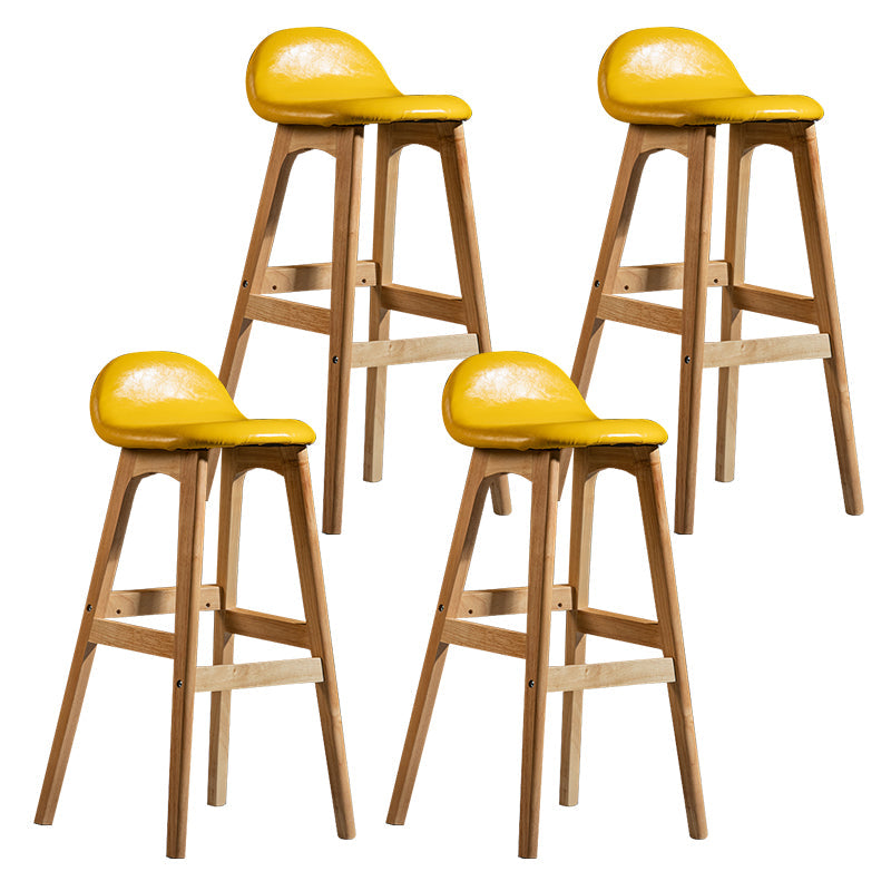 Contemporary 29-inch Indoor Bar Stool Wood Armless Low Back Stool with Footrest Yellow Natural 4 Piece Set Clearhalo 'Bar Furniture' 'Bar Stools' 'bar_stools' 'furn' 'furn_bar_stools' 'furniture_bar_stools' 'Kitchen & Dining Furniture' 'kitchen&dining_furn' 'kitchen' 'kitchen_furn' Furniture' 4344469