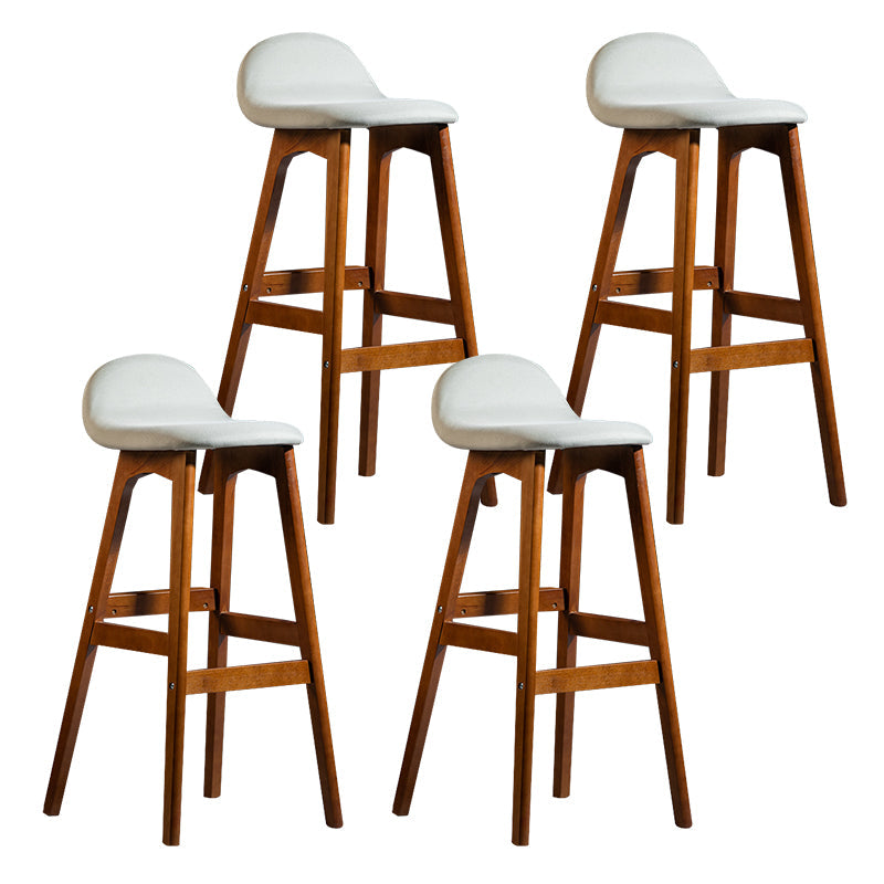 Contemporary 29-inch Indoor Bar Stool Wood Armless Low Back Stool with Footrest Beige Brown 4 Piece Set Clearhalo 'Bar Furniture' 'Bar Stools' 'bar_stools' 'furn' 'furn_bar_stools' 'furniture_bar_stools' 'Kitchen & Dining Furniture' 'kitchen&dining_furn' 'kitchen' 'kitchen_furn' Furniture' 4344471