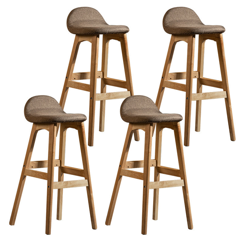 Contemporary 29-inch Indoor Bar Stool Wood Armless Low Back Stool with Footrest Brown Natural 4 Piece Set Clearhalo 'Bar Furniture' 'Bar Stools' 'bar_stools' 'furn' 'furn_bar_stools' 'furniture_bar_stools' 'Kitchen & Dining Furniture' 'kitchen&dining_furn' 'kitchen' 'kitchen_furn' Furniture' 4344472
