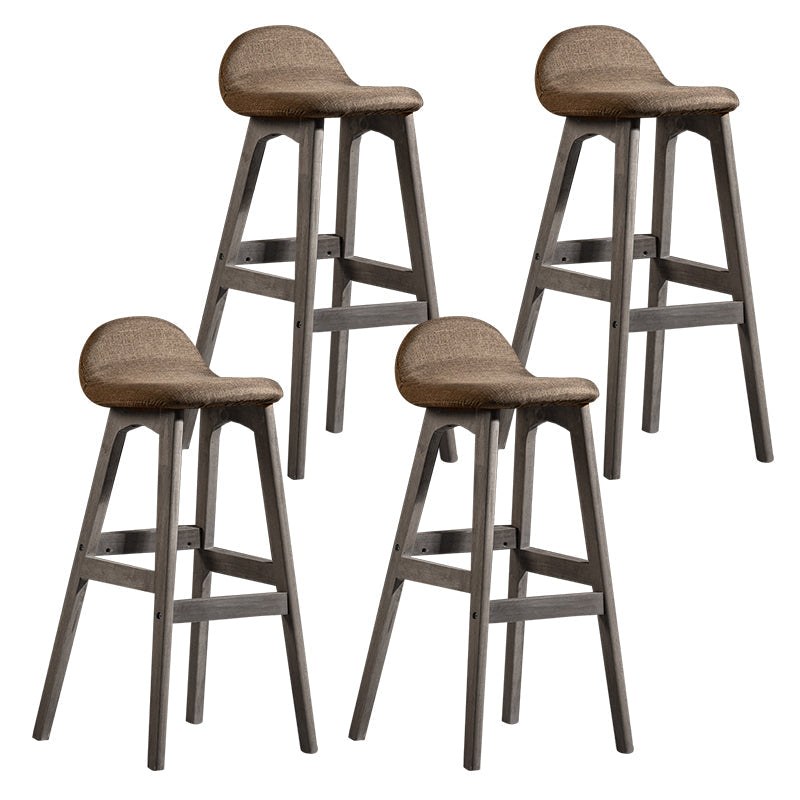 Contemporary 29-inch Indoor Bar Stool Wood Armless Low Back Stool with Footrest Brown Gray 4 Piece Set Clearhalo 'Bar Furniture' 'Bar Stools' 'bar_stools' 'furn' 'furn_bar_stools' 'furniture_bar_stools' 'Kitchen & Dining Furniture' 'kitchen&dining_furn' 'kitchen' 'kitchen_furn' Furniture' 4344473