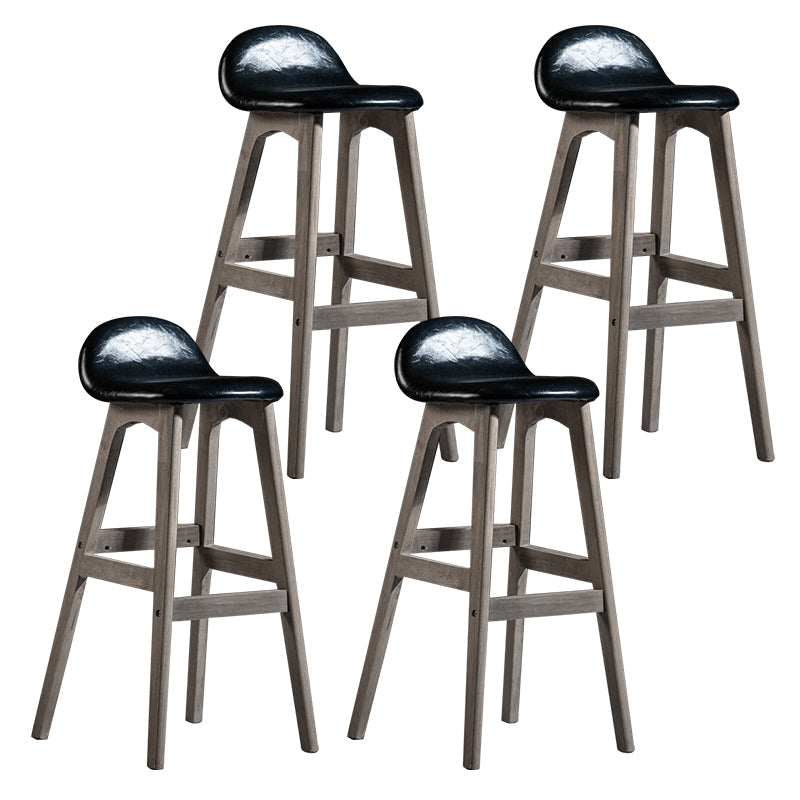 Contemporary 29-inch Indoor Bar Stool Wood Armless Low Back Stool with Footrest Black Gray 4 Piece Set Clearhalo 'Bar Furniture' 'Bar Stools' 'bar_stools' 'furn' 'furn_bar_stools' 'furniture_bar_stools' 'Kitchen & Dining Furniture' 'kitchen&dining_furn' 'kitchen' 'kitchen_furn' Furniture' 4344474