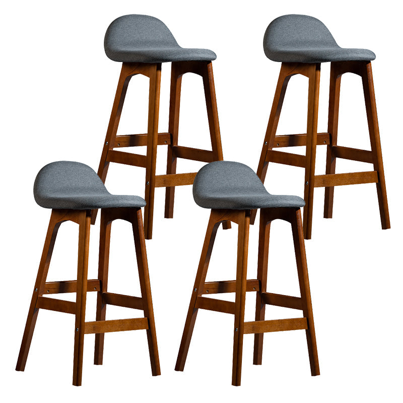 Contemporary 29-inch Indoor Bar Stool Wood Armless Low Back Stool with Footrest Grey Brown 4 Piece Set Clearhalo 'Bar Furniture' 'Bar Stools' 'bar_stools' 'furn' 'furn_bar_stools' 'furniture_bar_stools' 'Kitchen & Dining Furniture' 'kitchen&dining_furn' 'kitchen' 'kitchen_furn' Furniture' 4344478