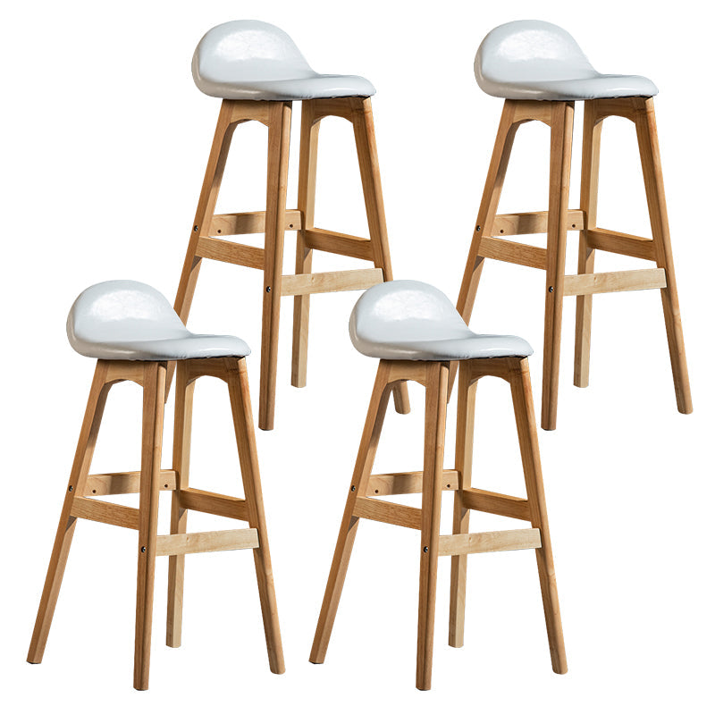 Contemporary 29-inch Indoor Bar Stool Wood Armless Low Back Stool with Footrest White Natural 4 Piece Set Clearhalo 'Bar Furniture' 'Bar Stools' 'bar_stools' 'furn' 'furn_bar_stools' 'furniture_bar_stools' 'Kitchen & Dining Furniture' 'kitchen&dining_furn' 'kitchen' 'kitchen_furn' Furniture' 4344479