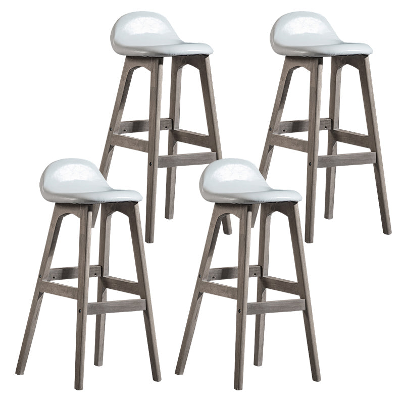 Contemporary 29-inch Indoor Bar Stool Wood Armless Low Back Stool with Footrest White Gray 4 Piece Set Clearhalo 'Bar Furniture' 'Bar Stools' 'bar_stools' 'furn' 'furn_bar_stools' 'furniture_bar_stools' 'Kitchen & Dining Furniture' 'kitchen&dining_furn' 'kitchen' 'kitchen_furn' Furniture' 4344480