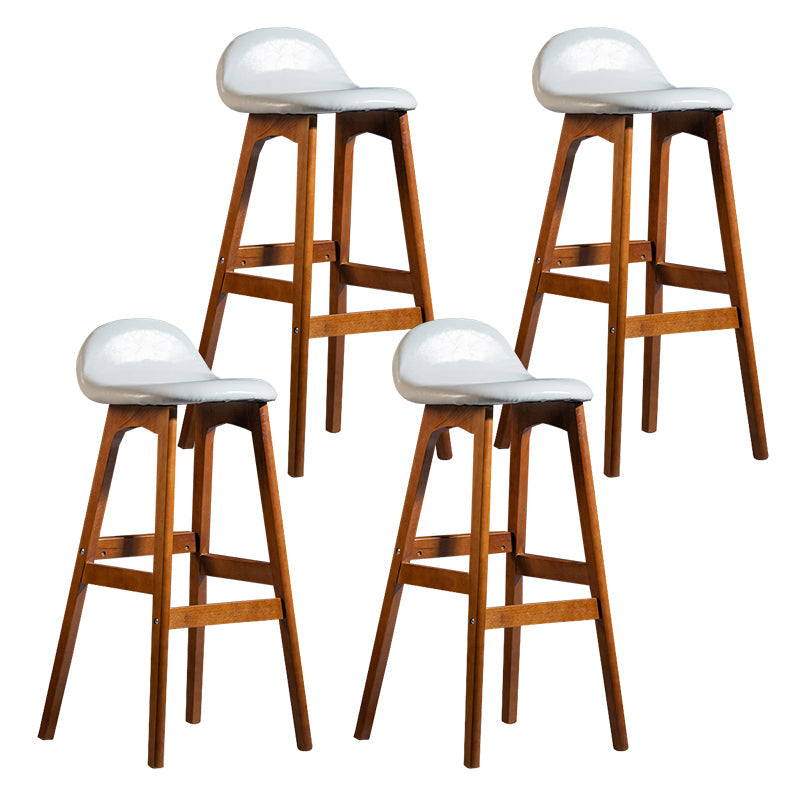 Contemporary 29-inch Indoor Bar Stool Wood Armless Low Back Stool with Footrest White Brown 4 Piece Set Clearhalo 'Bar Furniture' 'Bar Stools' 'bar_stools' 'furn' 'furn_bar_stools' 'furniture_bar_stools' 'Kitchen & Dining Furniture' 'kitchen&dining_furn' 'kitchen' 'kitchen_furn' Furniture' 4344481