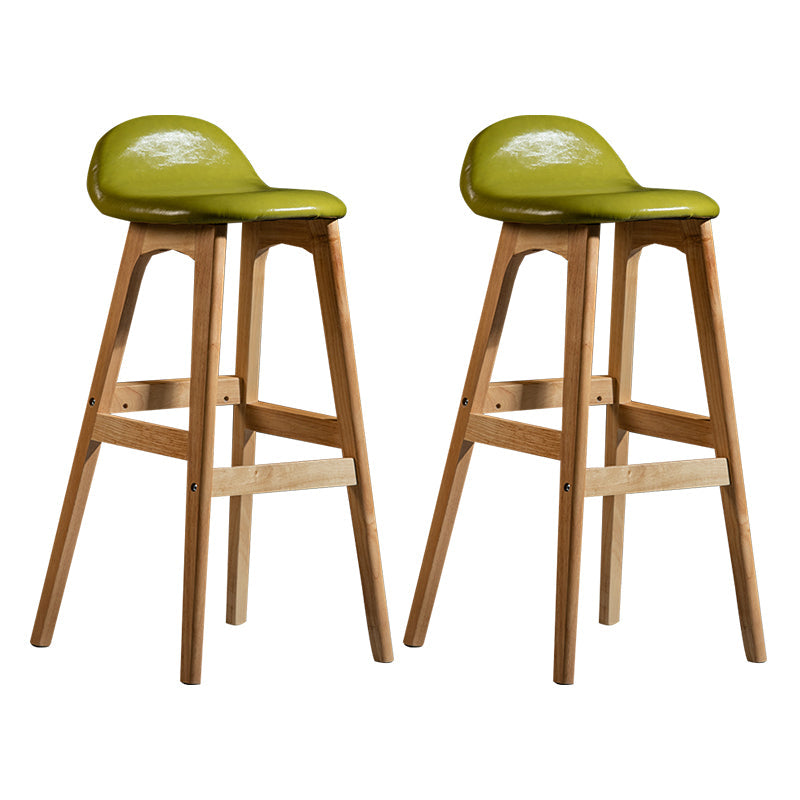 Contemporary 29-inch Indoor Bar Stool Wood Armless Low Back Stool with Footrest Aqua Natural 2 Piece Set Clearhalo 'Bar Furniture' 'Bar Stools' 'bar_stools' 'furn' 'furn_bar_stools' 'furniture_bar_stools' 'Kitchen & Dining Furniture' 'kitchen&dining_furn' 'kitchen' 'kitchen_furn' Furniture' 4344483