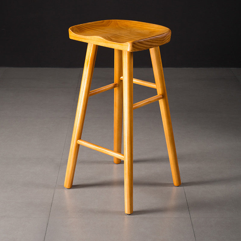 Modern Saddle Seat Bar Stool Pine Backless Footrest Counter Stool with Wood Legs Clearhalo 'Bar Furniture' 'Bar Stools' 'bar_stools' 'furn' 'furn_bar_stools' 'furniture_bar_stools' 'Kitchen & Dining Furniture' 'kitchen&dining_furn' 'kitchen' 'kitchen_furn' Furniture' 4344486