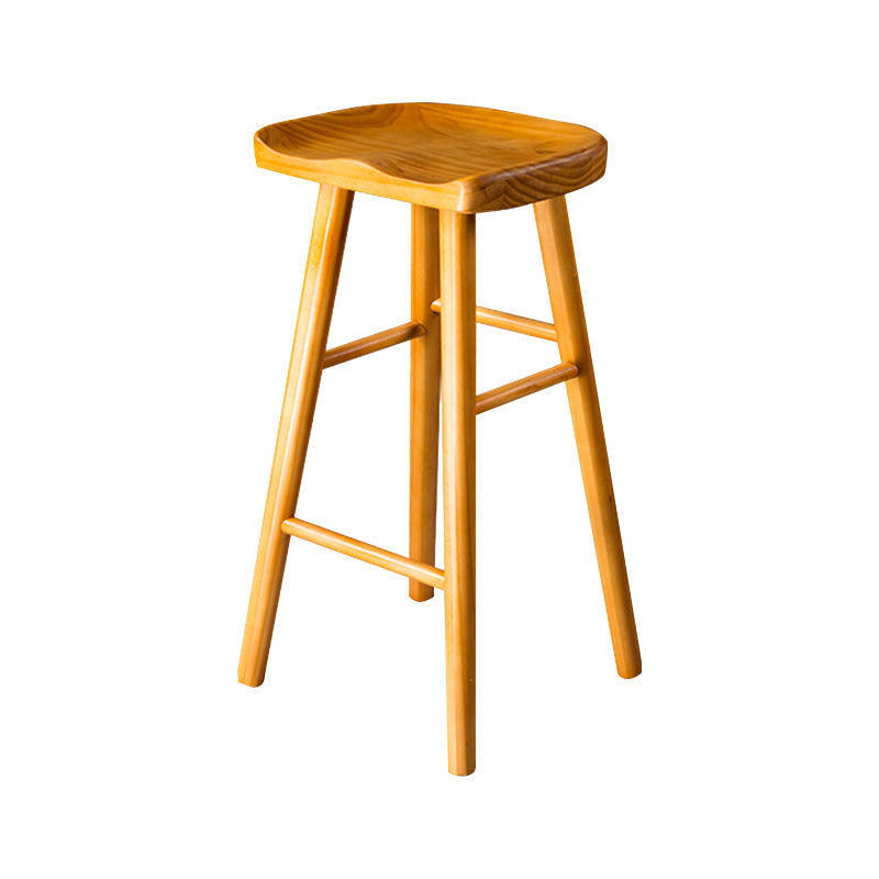 Modern Saddle Seat Bar Stool Pine Backless Footrest Counter Stool with Wood Legs Light Wood 1 Piece Short Stool(22"H) Clearhalo 'Bar Furniture' 'Bar Stools' 'bar_stools' 'furn' 'furn_bar_stools' 'furniture_bar_stools' 'Kitchen & Dining Furniture' 'kitchen&dining_furn' 'kitchen' 'kitchen_furn' Furniture' 4344487