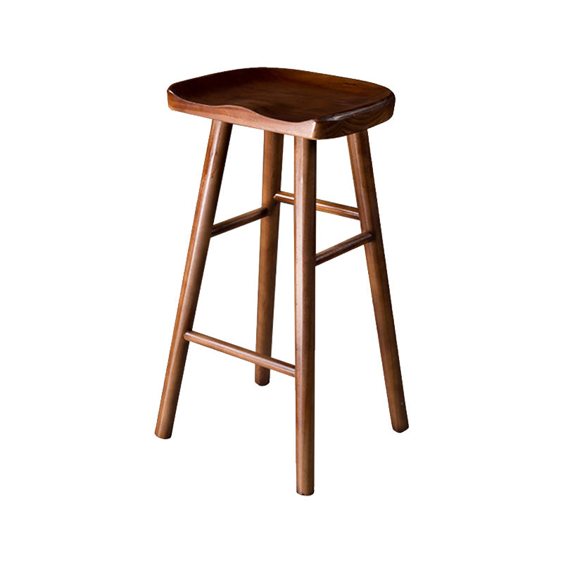 Modern Saddle Seat Bar Stool Pine Backless Footrest Counter Stool with Wood Legs Walnut 1 Piece Short Stool(22"H) Clearhalo 'Bar Furniture' 'Bar Stools' 'bar_stools' 'furn' 'furn_bar_stools' 'furniture_bar_stools' 'Kitchen & Dining Furniture' 'kitchen&dining_furn' 'kitchen' 'kitchen_furn' Furniture' 4344492