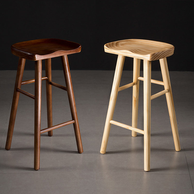 Modern Saddle Seat Bar Stool Pine Backless Footrest Counter Stool with Wood Legs Clearhalo 'Bar Furniture' 'Bar Stools' 'bar_stools' 'furn' 'furn_bar_stools' 'furniture_bar_stools' 'Kitchen & Dining Furniture' 'kitchen&dining_furn' 'kitchen' 'kitchen_furn' Furniture' 4344493