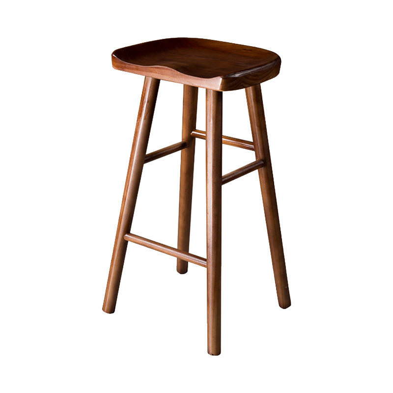 Modern Saddle Seat Bar Stool Pine Backless Footrest Counter Stool with Wood Legs Walnut 1 Piece Counter Stool(26"H) Clearhalo 'Bar Furniture' 'Bar Stools' 'bar_stools' 'furn' 'furn_bar_stools' 'furniture_bar_stools' 'Kitchen & Dining Furniture' 'kitchen&dining_furn' 'kitchen' 'kitchen_furn' Furniture' 4344494