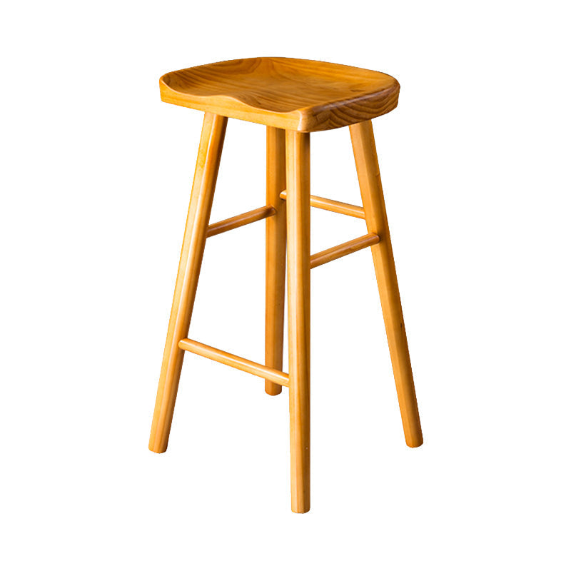 Modern Saddle Seat Bar Stool Pine Backless Footrest Counter Stool with Wood Legs Clearhalo 'Bar Furniture' 'Bar Stools' 'bar_stools' 'furn' 'furn_bar_stools' 'furniture_bar_stools' 'Kitchen & Dining Furniture' 'kitchen&dining_furn' 'kitchen' 'kitchen_furn' Furniture' 4344495