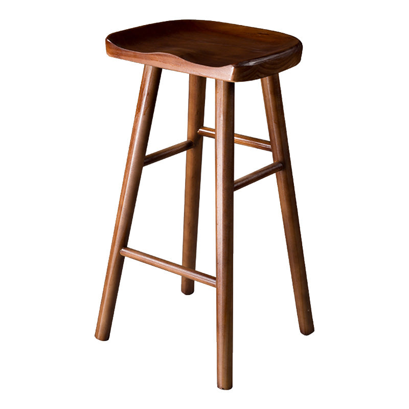 Modern Saddle Seat Bar Stool Pine Backless Footrest Counter Stool with Wood Legs Walnut 1 Piece Bar Stool(30"H) Clearhalo 'Bar Furniture' 'Bar Stools' 'bar_stools' 'furn' 'furn_bar_stools' 'furniture_bar_stools' 'Kitchen & Dining Furniture' 'kitchen&dining_furn' 'kitchen' 'kitchen_furn' Furniture' 4344496
