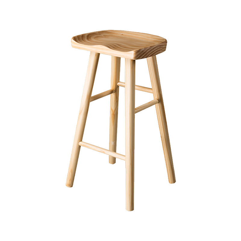 Modern Saddle Seat Bar Stool Pine Backless Footrest Counter Stool with Wood Legs Wood 1 Piece Short Stool(22"H) Clearhalo 'Bar Furniture' 'Bar Stools' 'bar_stools' 'furn' 'furn_bar_stools' 'furniture_bar_stools' 'Kitchen & Dining Furniture' 'kitchen&dining_furn' 'kitchen' 'kitchen_furn' Furniture' 4344499