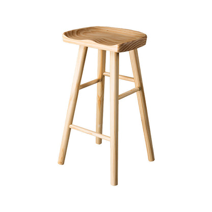 Modern Saddle Seat Bar Stool Pine Backless Footrest Counter Stool with Wood Legs Wood 1 Piece Short Stool(22"H) Clearhalo 'Bar Furniture' 'Bar Stools' 'bar_stools' 'furn' 'furn_bar_stools' 'furniture_bar_stools' 'Kitchen & Dining Furniture' 'kitchen&dining_furn' 'kitchen' 'kitchen_furn' Furniture' 4344499