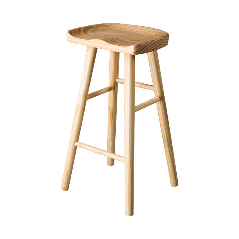 Modern Saddle Seat Bar Stool Pine Backless Footrest Counter Stool with Wood Legs Wood 1 Piece Counter Stool(26"H) Clearhalo 'Bar Furniture' 'Bar Stools' 'bar_stools' 'furn' 'furn_bar_stools' 'furniture_bar_stools' 'Kitchen & Dining Furniture' 'kitchen&dining_furn' 'kitchen' 'kitchen_furn' Furniture' 4344500
