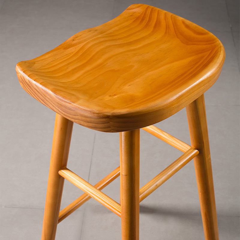 Modern Saddle Seat Bar Stool Pine Backless Footrest Counter Stool with Wood Legs Clearhalo 'Bar Furniture' 'Bar Stools' 'bar_stools' 'furn' 'furn_bar_stools' 'furniture_bar_stools' 'Kitchen & Dining Furniture' 'kitchen&dining_furn' 'kitchen' 'kitchen_furn' Furniture' 4344501