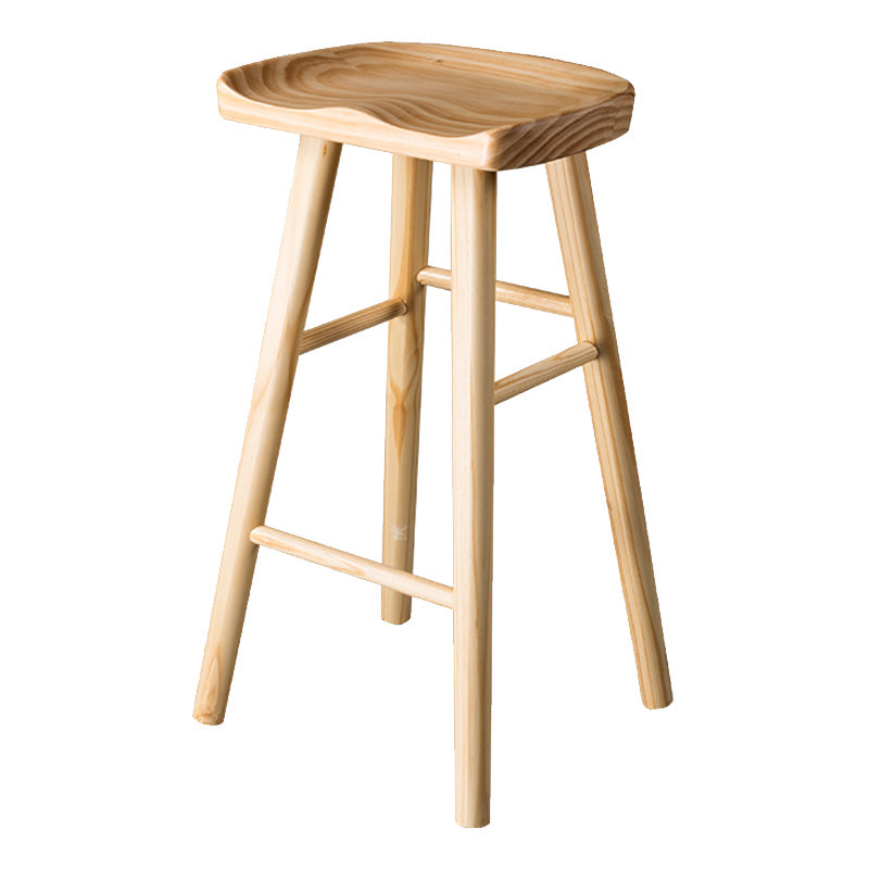 Modern Saddle Seat Bar Stool Pine Backless Footrest Counter Stool with Wood Legs Wood 1 Piece Bar Stool(30"H) Clearhalo 'Bar Furniture' 'Bar Stools' 'bar_stools' 'furn' 'furn_bar_stools' 'furniture_bar_stools' 'Kitchen & Dining Furniture' 'kitchen&dining_furn' 'kitchen' 'kitchen_furn' Furniture' 4344503