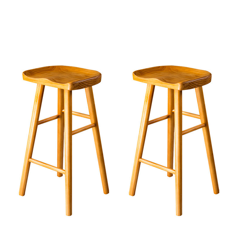 Modern Saddle Seat Bar Stool Pine Backless Footrest Counter Stool with Wood Legs Light Wood 2 Piece Set Short Stool(22"H) Clearhalo 'Bar Furniture' 'Bar Stools' 'bar_stools' 'furn' 'furn_bar_stools' 'furniture_bar_stools' 'Kitchen & Dining Furniture' 'kitchen&dining_furn' 'kitchen' 'kitchen_furn' Furniture' 4344504