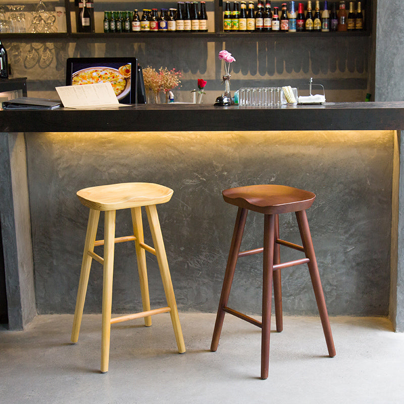 Modern Saddle Seat Bar Stool Pine Backless Footrest Counter Stool with Wood Legs Clearhalo 'Bar Furniture' 'Bar Stools' 'bar_stools' 'furn' 'furn_bar_stools' 'furniture_bar_stools' 'Kitchen & Dining Furniture' 'kitchen&dining_furn' 'kitchen' 'kitchen_furn' Furniture' 4344506