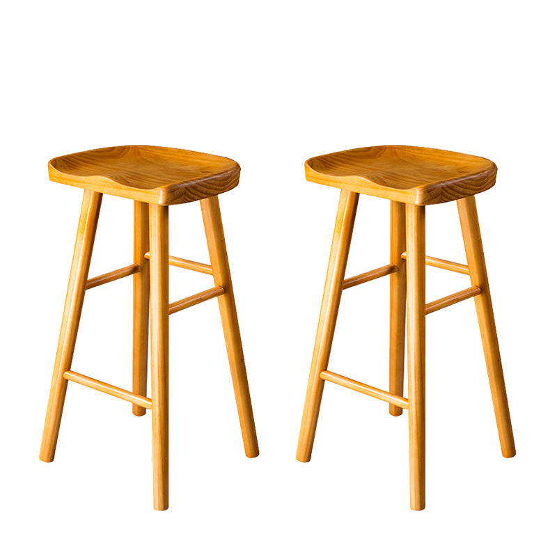 Modern Saddle Seat Bar Stool Pine Backless Footrest Counter Stool with Wood Legs Light Wood 2 Piece Set Bar Stool(30"H) Clearhalo 'Bar Furniture' 'Bar Stools' 'bar_stools' 'furn' 'furn_bar_stools' 'furniture_bar_stools' 'Kitchen & Dining Furniture' 'kitchen&dining_furn' 'kitchen' 'kitchen_furn' Furniture' 4344508