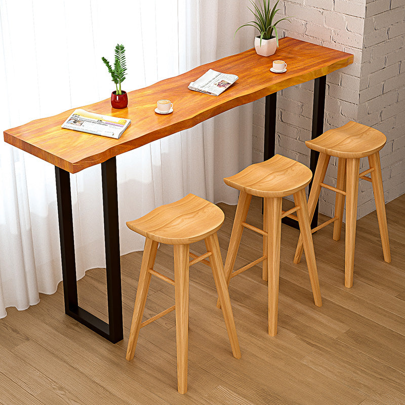 Modern Saddle Seat Bar Stool Pine Backless Footrest Counter Stool with Wood Legs Clearhalo 'Bar Furniture' 'Bar Stools' 'bar_stools' 'furn' 'furn_bar_stools' 'furniture_bar_stools' 'Kitchen & Dining Furniture' 'kitchen&dining_furn' 'kitchen' 'kitchen_furn' Furniture' 4344509