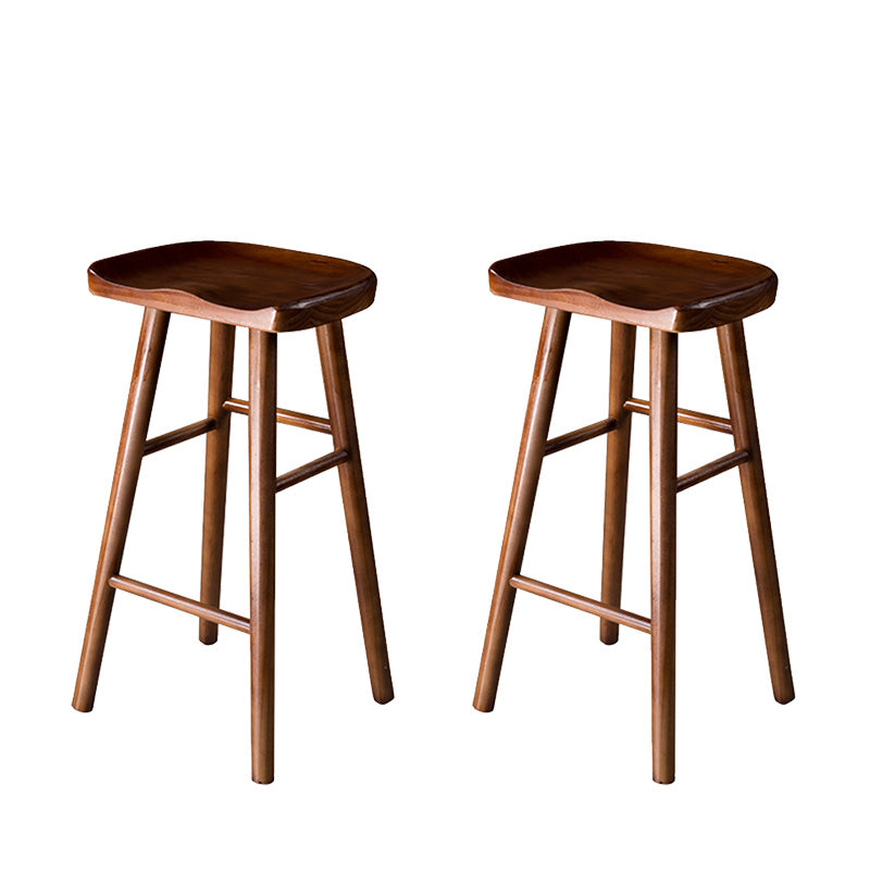 Modern Saddle Seat Bar Stool Pine Backless Footrest Counter Stool with Wood Legs Walnut 2 Piece Set Short Stool(22"H) Clearhalo 'Bar Furniture' 'Bar Stools' 'bar_stools' 'furn' 'furn_bar_stools' 'furniture_bar_stools' 'Kitchen & Dining Furniture' 'kitchen&dining_furn' 'kitchen' 'kitchen_furn' Furniture' 4344511
