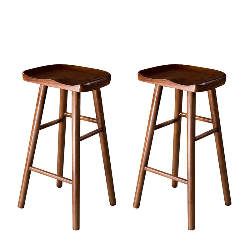 Modern Saddle Seat Bar Stool Pine Backless Footrest Counter Stool with Wood Legs Walnut 2 Piece Set Counter Stool(26"H) Clearhalo 'Bar Furniture' 'Bar Stools' 'bar_stools' 'furn' 'furn_bar_stools' 'furniture_bar_stools' 'Kitchen & Dining Furniture' 'kitchen&dining_furn' 'kitchen' 'kitchen_furn' Furniture' 4344512