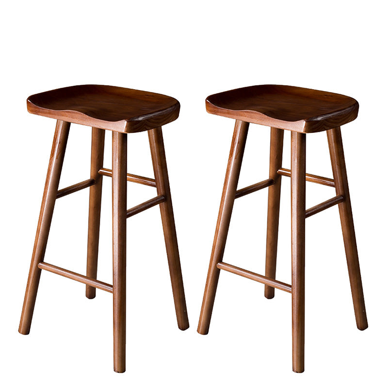Modern Saddle Seat Bar Stool Pine Backless Footrest Counter Stool with Wood Legs Walnut 2 Piece Set Bar Stool(30"H) Clearhalo 'Bar Furniture' 'Bar Stools' 'bar_stools' 'furn' 'furn_bar_stools' 'furniture_bar_stools' 'Kitchen & Dining Furniture' 'kitchen&dining_furn' 'kitchen' 'kitchen_furn' Furniture' 4344513