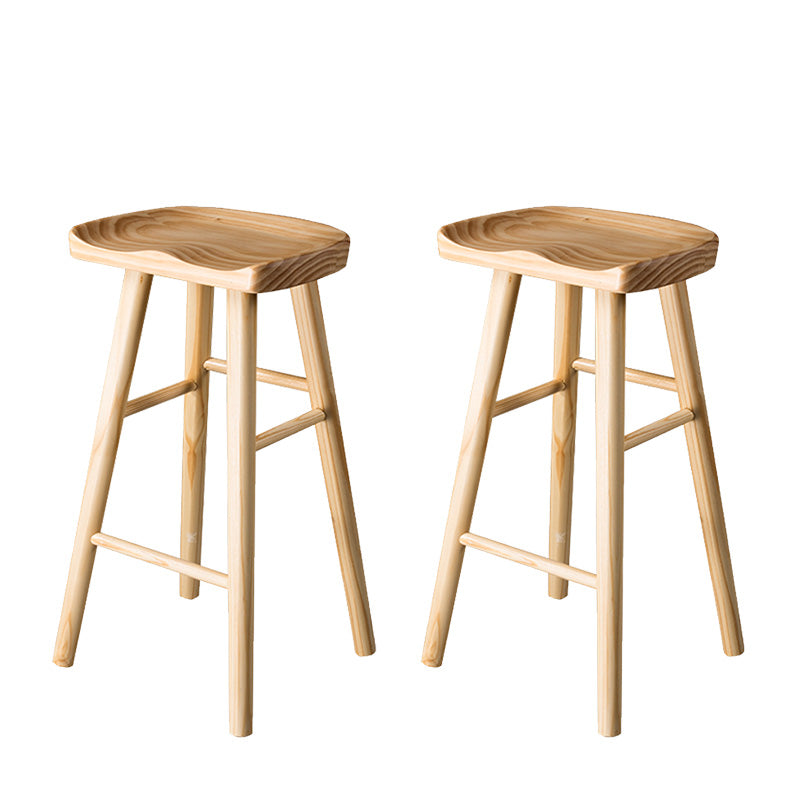 Modern Saddle Seat Bar Stool Pine Backless Footrest Counter Stool with Wood Legs Wood 2 Piece Set Counter Stool(26"H) Clearhalo 'Bar Furniture' 'Bar Stools' 'bar_stools' 'furn' 'furn_bar_stools' 'furniture_bar_stools' 'Kitchen & Dining Furniture' 'kitchen&dining_furn' 'kitchen' 'kitchen_furn' Furniture' 4344515