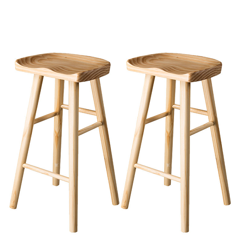 Modern Saddle Seat Bar Stool Pine Backless Footrest Counter Stool with Wood Legs Wood 2 Piece Set Bar Stool(30"H) Clearhalo 'Bar Furniture' 'Bar Stools' 'bar_stools' 'furn' 'furn_bar_stools' 'furniture_bar_stools' 'Kitchen & Dining Furniture' 'kitchen&dining_furn' 'kitchen' 'kitchen_furn' Furniture' 4344516