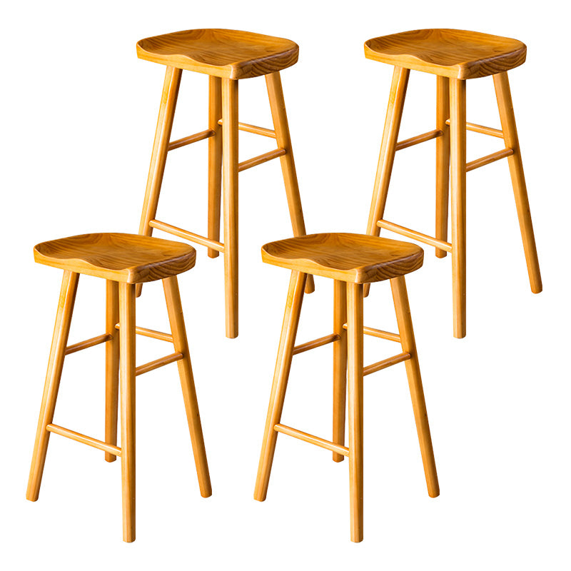 Modern Saddle Seat Bar Stool Pine Backless Footrest Counter Stool with Wood Legs Light Wood 4 Piece Set Short Stool(22"H) Clearhalo 'Bar Furniture' 'Bar Stools' 'bar_stools' 'furn' 'furn_bar_stools' 'furniture_bar_stools' 'Kitchen & Dining Furniture' 'kitchen&dining_furn' 'kitchen' 'kitchen_furn' Furniture' 4344517