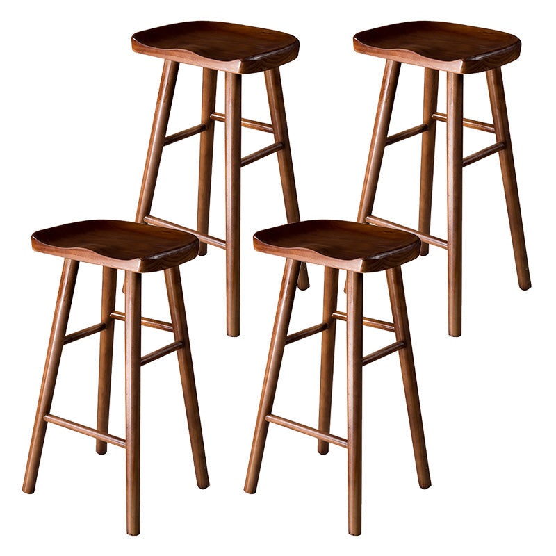 Modern Saddle Seat Bar Stool Pine Backless Footrest Counter Stool with Wood Legs Walnut 4 Piece Set Bar Stool(30"H) Clearhalo 'Bar Furniture' 'Bar Stools' 'bar_stools' 'furn' 'furn_bar_stools' 'furniture_bar_stools' 'Kitchen & Dining Furniture' 'kitchen&dining_furn' 'kitchen' 'kitchen_furn' Furniture' 4344522