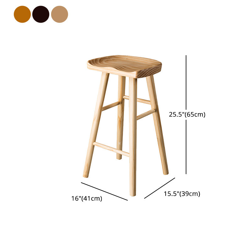 Modern Saddle Seat Bar Stool Pine Backless Footrest Counter Stool with Wood Legs Clearhalo 'Bar Furniture' 'Bar Stools' 'bar_stools' 'furn' 'furn_bar_stools' 'furniture_bar_stools' 'Kitchen & Dining Furniture' 'kitchen&dining_furn' 'kitchen' 'kitchen_furn' Furniture' 4344527