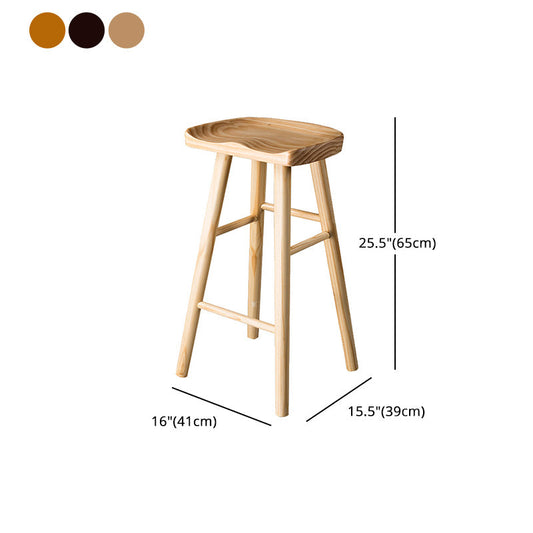 Modern Saddle Seat Bar Stool Pine Backless Footrest Counter Stool with Wood Legs Clearhalo 'Bar Furniture' 'Bar Stools' 'bar_stools' 'furn' 'furn_bar_stools' 'furniture_bar_stools' 'Kitchen & Dining Furniture' 'kitchen&dining_furn' 'kitchen' 'kitchen_furn' Furniture' 4344527