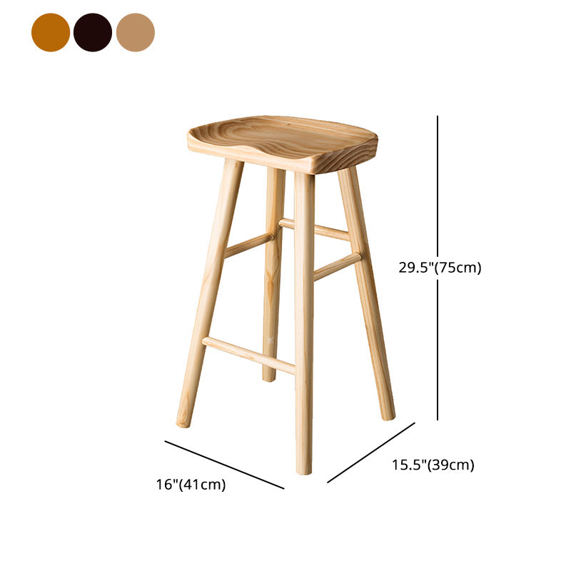 Modern Saddle Seat Bar Stool Pine Backless Footrest Counter Stool with Wood Legs Clearhalo 'Bar Furniture' 'Bar Stools' 'bar_stools' 'furn' 'furn_bar_stools' 'furniture_bar_stools' 'Kitchen & Dining Furniture' 'kitchen&dining_furn' 'kitchen' 'kitchen_furn' Furniture' 4344528