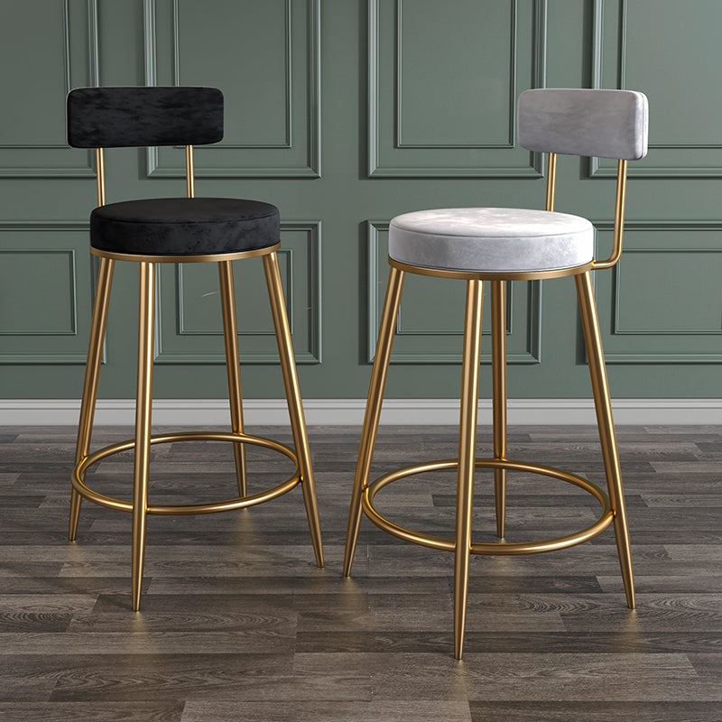 Glam Metal Upholstered Bar Stool Bristol Barstool with Iron Legs and Low Cushion Back Clearhalo 'Bar Furniture' 'Bar Stools' 'bar_stools' 'furn' 'furn_bar_stools' 'furniture_bar_stools' 'Kitchen & Dining Furniture' 'kitchen&dining_furn' 'kitchen' 'kitchen_furn' Furniture' 4344529
