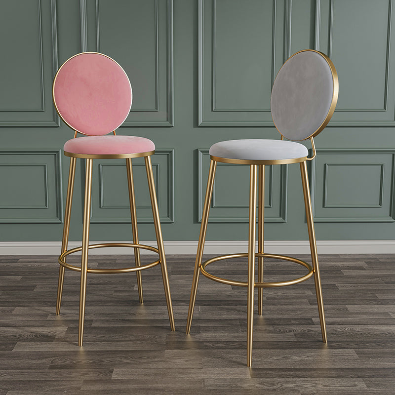 Glam Metal Upholstered Bar Stool Bristol Barstool with Iron Legs and Low Cushion Back Clearhalo 'Bar Furniture' 'Bar Stools' 'bar_stools' 'furn' 'furn_bar_stools' 'furniture_bar_stools' 'Kitchen & Dining Furniture' 'kitchen&dining_furn' 'kitchen' 'kitchen_furn' Furniture' 4344533